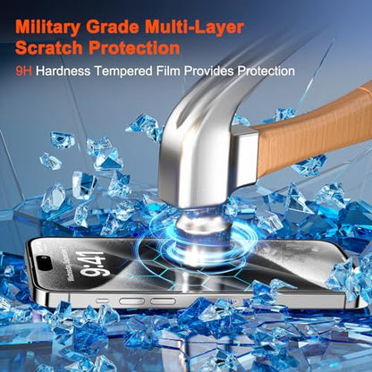 SIBEITU Screen Protector + Camera Lens Protector for iPhone 15 Pro 6.1 Inch | 3 Pack Screen Tempered Glass + 3 Pack Camera Lens, HD Clear 9H Hardness, Scratch Resistant, Sensor Protection, Case Friendly - size: iPhone 15 Pro 6.1"