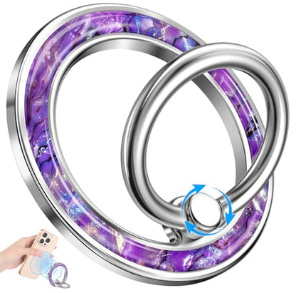 Magnetic Phone Ring Holder, Cell Phone Grip Stand, Purple Shell - color: Purple Shell