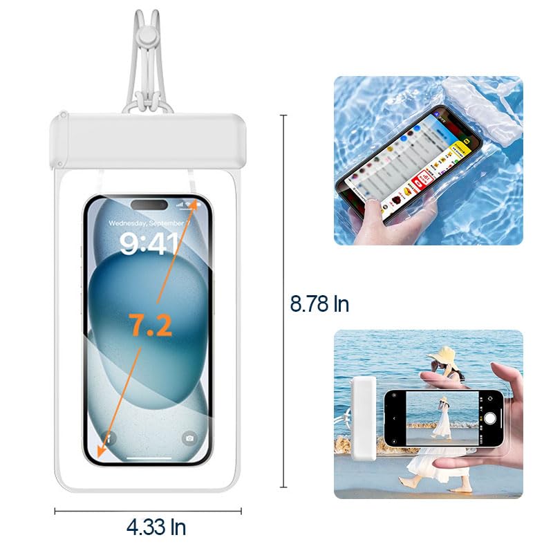 Waterproof Phone Pouch, Lightweigt Cellphone Case with Lanyard, Float Dry Bag Protector Case for iPhone16 15 14 13 12 11 Pro Max Plus XR, Fit up to 7.2" Devices, Underwater Sensitivity Touch, Black - color: Black
