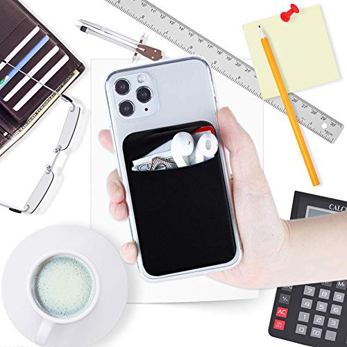 ACKLLR 3 Pack Cell Phone Card Holder with Adhesive Sticker for Back of Phone, Stretchy Fabric Card Sleeves ID Credit Card Pocket Stick On Wallet for Android Smartphones