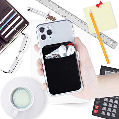ACKLLR 3 Pack Cell Phone Card Holder with Adhesive Sticker for Back of Phone, Stretchy Fabric Card Sleeves ID Credit Card Pocket Stick On Wallet for Android Smartphones