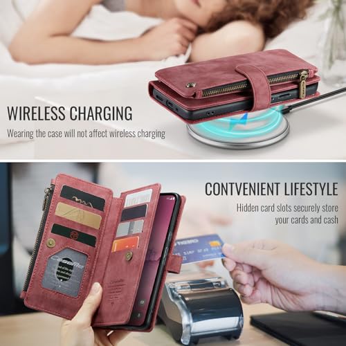 Google Pixel 10 Pro XL 5G Wallet Case with Card Holder,Red - color: Red, size: Pixel 10 Pro XL 6.8 Inch