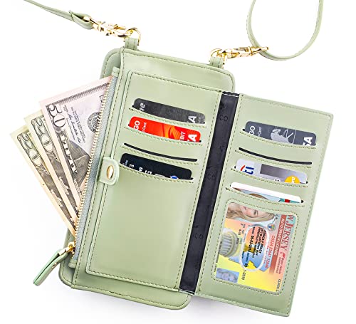 Crossbody Phone Purse for Women – RFID Phone Case Wallet w/Magnetic Closure & Separate Zipper Pocket Crossbody Bag - color: Olive Color