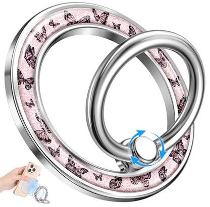 Magnetic Phone Ring, Compatible with MagSafe Phone Grip, Butterfly - color: Pink Butterfly