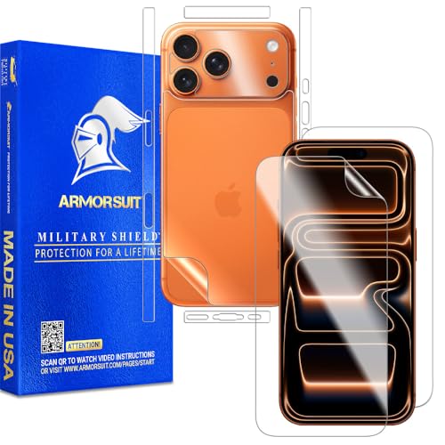 ArmorSuit 2+2 Pack Full Body Skin + Screen Protector for iPhone 17 Pro Max [6.9 inch] HD Clear MilitaryShield Film - Made in the USA - size: iPhone 17 Pro Max 6.9" Full Skin