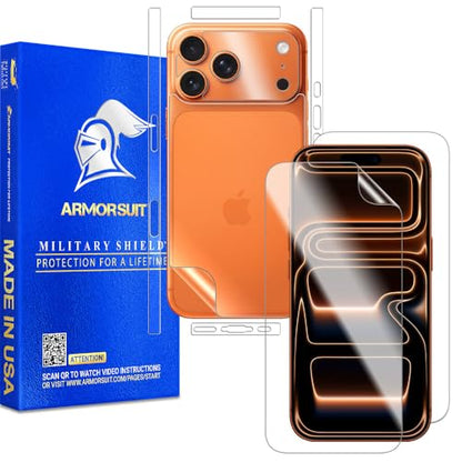 ArmorSuit 2+2 Pack Full Body Skin + Screen Protector for iPhone 17 Pro Max [6.9 inch] HD Clear MilitaryShield Film - Made in the USA - size: iPhone 17 Pro Max 6.9" Full Skin