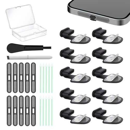 (10-Pack) Anti Loss USB C Dust Plug,C-Type Port Dust Plug,USB C Charging Port Dust Covers Protectors,Includes Dustproof Nets + Cleaning Kit for iPhone 15/Samsung/Pixel & All USB-C Devices