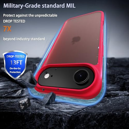 for iPhone 17 air Case Translucent Matte Phone Cover, [10 FT Military Grade Drop Protection] Slim Durable Shockproof Protective Bumper (Rose red, iPhone 17 air) - color: Rose Red, size: iPhone 17 Air