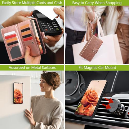 Varikke for Samsung Galaxy S26 Wallet Case Magnetic Detachable, Rose Gold - color: Rose Gold, size: Galaxy S26 6.3"