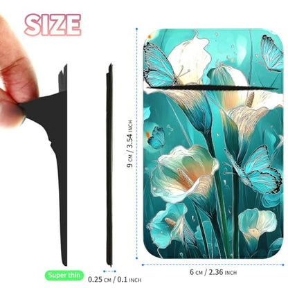 Phone Credit Card Holder Stick on, Cell Phone Pocket Self Adhesive Stretchy Stick on Wallet ID Credit Card Case Pouch Sleeve with Flap for All Smartphones, Blue Lily - color: Blue Lily