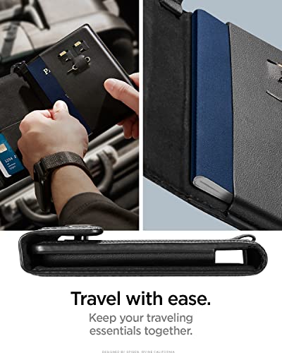 Spigen Life Passport Card Cover Holder, RFID Blocking | Travel Document Organizer, SIM Card Pin Included - Black - color: Black