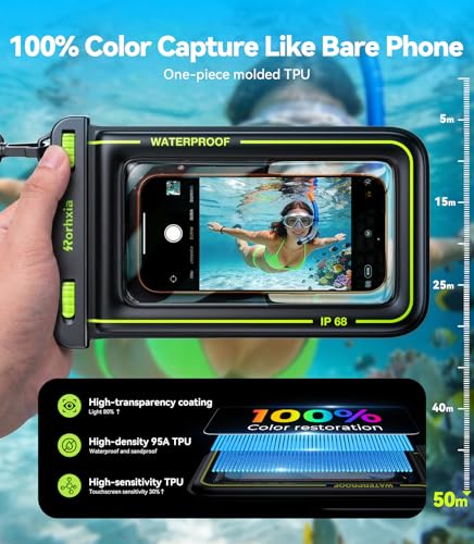 Rorhxia [Enjoy Superior Waterproof Freedom] IP68 Waterproof Phone Pouch Double Space Floating Waterproof Phone Case with Lanyard Dry Bag for iPhone 17 Pro Max 16 15 S26 Travel Beach & Water Adventures