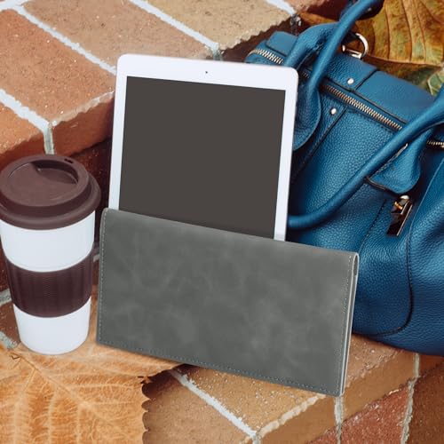 CoBak Checkbook Cover for Women & Men - PU Leather Case with RFID Blocking | Classic Design Check Book Holder for Personal and Business - color: Dark Gray