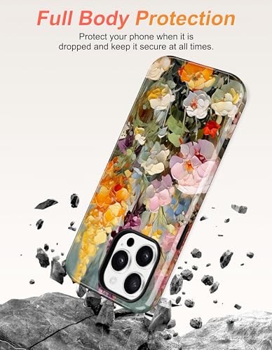 Jusy Magnetic Oil Painting Flower Case for iPhone 16e/17e, Wildflower | Compatible with MagSafe, Cute Aesthetic Flower Design, TPU and PC Protective Phone Cover - color: Wildflower