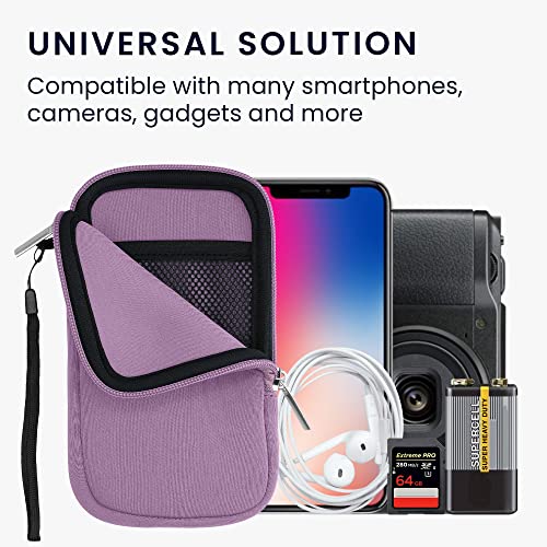 kwmobile Universal Phone Pouch Size M - 5.5" - Neoprene Smartphone Pouch with Zip - Water-Repellent Mobile Phone Case - Sleeve in Lavender - color: lavender, size: M - 5.5"