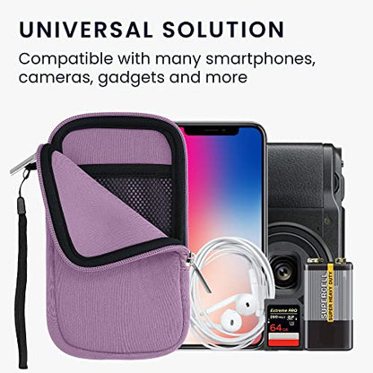 kwmobile Universal Phone Pouch Size M - 5.5" - Neoprene Smartphone Pouch with Zip - Water-Repellent Mobile Phone Case - Sleeve in Lavender - color: lavender, size: M - 5.5"