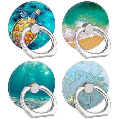 4-Pack Phone Ring Holder 360 Rotation Finger Stand Grip Kickstand for Smartphones and Tablets (Turtle)