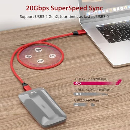 USB C to USB C Cable 100W 3.3FT 2Pack, 4K Video USB C 3.2 Gen 2 Data Cable - color: Red, size: 3.3FT(2PACK)