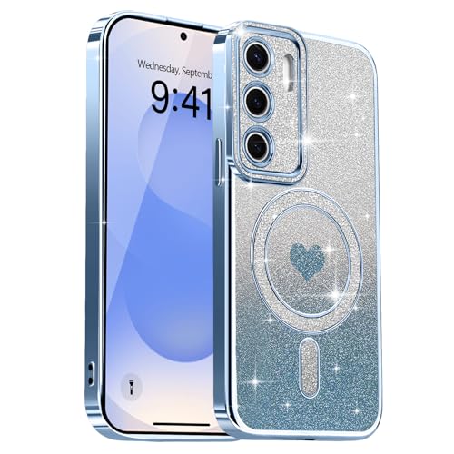 Lafunda Magnetic for Samsung Galaxy S25 Plus Case Glitter, Blue | Luxury Gold Edge Electroplating Case for Women Girls Men, Bling Silicone Shockproof Camera Protection Soft TPU Bumper Cover - color: Blue, size: Samsung Galaxy S25 Plus