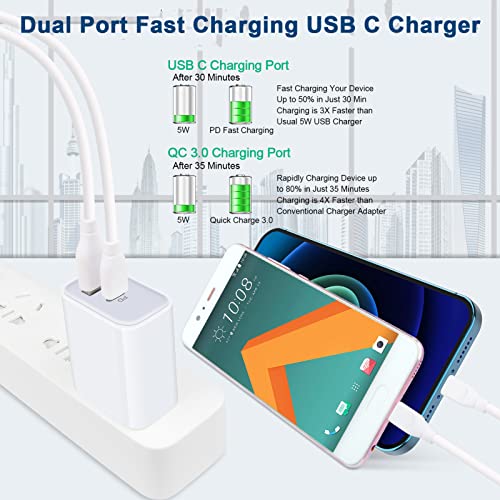 Pixel 11 10 9a Charger Fast Charging Block 20W USB C Fast Wall Charger Box - color: White