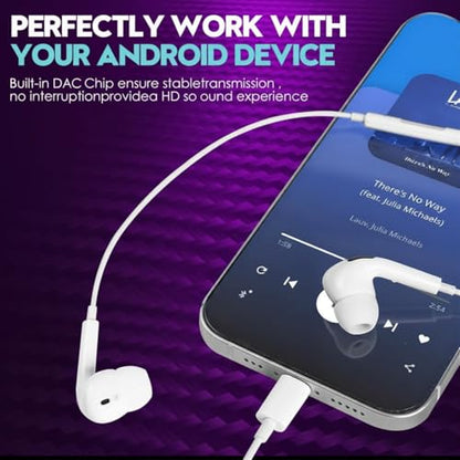 USB C Headphones for iPhone 17 16 Pro Max 16e 16 Plus 16Pro 15 Pro Max 15 Plus 15Pro, USBC Earbuds in-Ear Earphones Wired Type C Ear Buds with Mic Volume Control HiFi Stereo Noise Cancelling - 2Pack