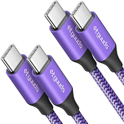 etguuds USB C to USB C Cable 3ft, 2-Pack 60W C to C Cable Fast Charging - color: Purple, size: 3ft