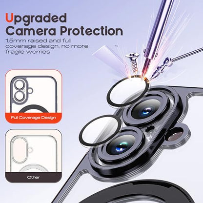 for Plating iPhone 16 Case with Magnetic Stand,Black - color: Black, size: iPhone 16