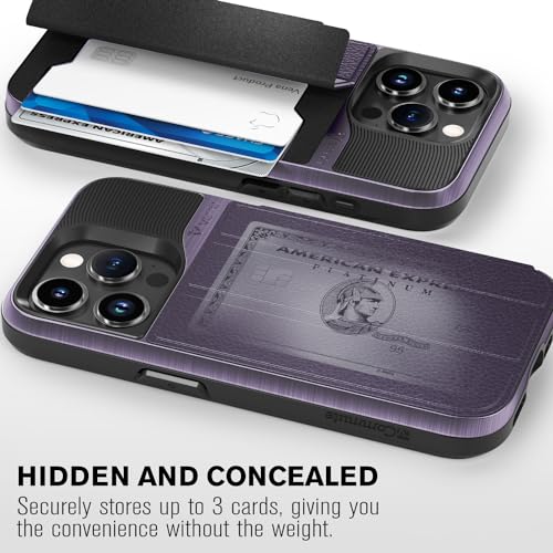 VENA vCommute for iPhone 15 Pro Max Wallet Case, Purple | Military-Grade Drop Protection, Premium Leather Magnetic Flap Cover, Hidden Card Holder, RFID Blocking, Multi-Angle Kickstand - color: Classic - Purple, size: iPhone 15 Pro Max