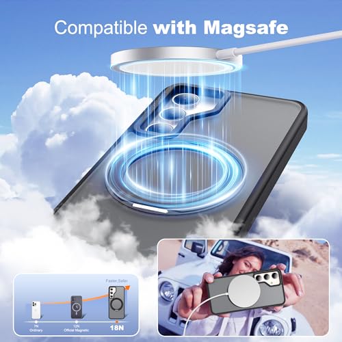 for Samsung Galaxy S24 Case with 360° Spin Stand,Black | 360° Spin Magnetic Ring Stand,Compatible with Magsafe,Military Protection Phone Case - color: Black, size: Samsung Galaxy S24
