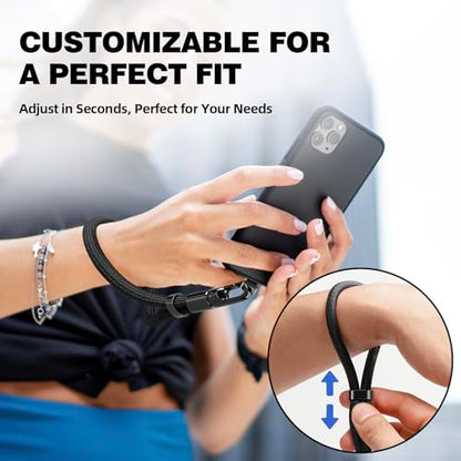 Phone Wrist Strap Hand Lanyard with LifetimeWarranty, Universal Adjustable Nylon Cell Phone String Holder Compatible with apple iPhone & Samsung,Anti-Drop Safety for Key Wallet Camera - color: 2pack (Short-black)