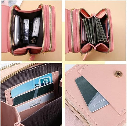Anti-Theft Leather Bag,Small Crossbody Cell Phone Purse Wallet for Women,Touchscreen Phone Purse Crossbody Bag - color: Brown 1