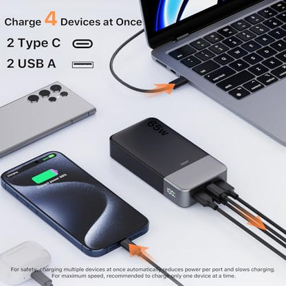 JUOVI Power Bank 65W 20000mAh Laptop Portable Charger - color: Black
