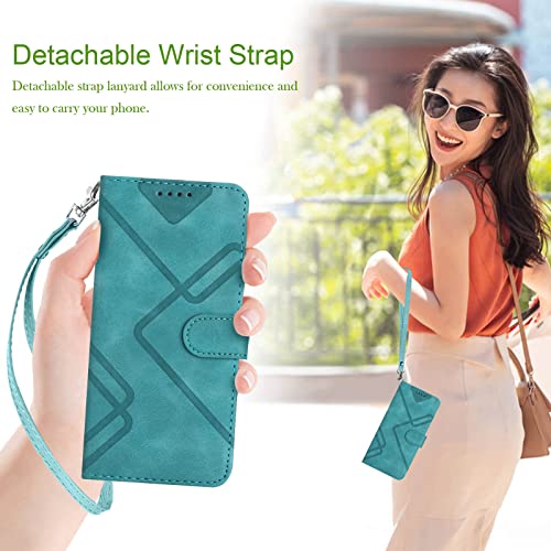 for Samsung S21 Case Wallet Card Holder Strap (Green) | PU Leather Pattern, Card Slots, Cash Pocket, Kickstand, Magnetic Closure, Flip Cover, TPU Inner, Shockproof Protective - color: Green