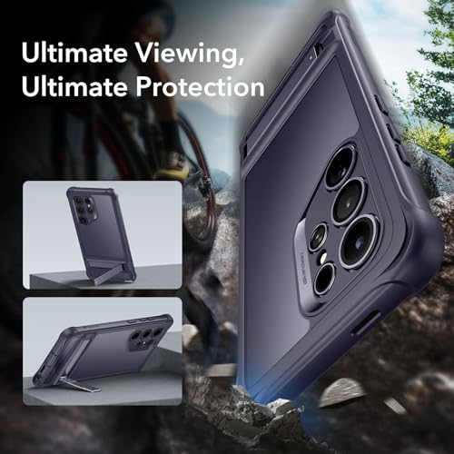 ESR for Samsung Galaxy S24 Ultra Case, S24 Ultra Case with Extra Protective Front Frame & 3 Kickstand Modes, Exceeds Full-Coverage Military-Grade Protection, Heavy Duty Shock Armor, Clear Purple - color: Armor-Frosted Purple