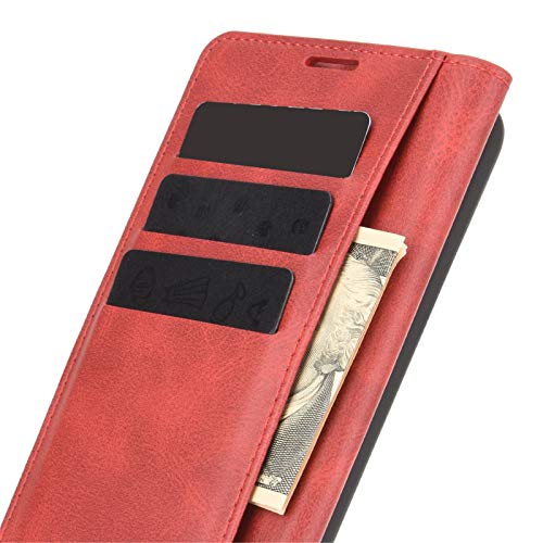 Flip Case for Motorola One 5G UW Ace Wallet Leather Magnetic Protective Cellphone Case for Moto One 5G Ace 2021 / Moto G 5G Folio Book Cover & Stand (Red) - color: Red