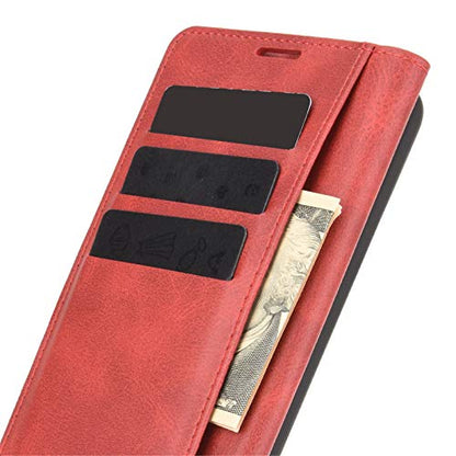 Flip Case for Motorola One 5G UW Ace Wallet Leather Magnetic Protective Cellphone Case for Moto One 5G Ace 2021 / Moto G 5G Folio Book Cover & Stand (Red) - color: Red