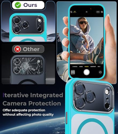 Magnetic for iPhone 17 Pro Max Case with Integrated Camera Protection, [Seamless Work with Magsafe] [Military Grade Shockproof] [Covered Camera Control Button] Case for iPhone 17 Pro Max 6.9'', Teal - color: Teal
