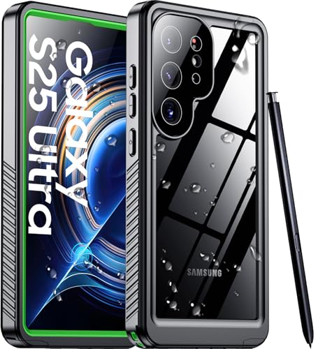 Designed for Samsung Galaxy S25 Ultra Case Waterproof, Built-in Lens & Screen Protector Military Grade Shockproof Dropproof IP68 Underwater Full Body Phone Case for Galaxy S25 Ultra 6.9"-Green - color: Green/Clear, size: Samsung Galaxy S25 Ultra 6.9"