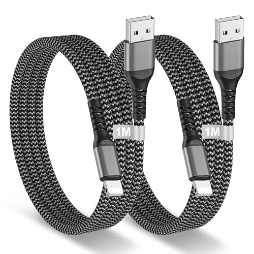 BLITEZZ 2Pack iPhone Charger Fast Charging USB to Lightning Cable 3ft for Apple Charger Cord, [Apple MFi Certified] Nylon Braided iPhone Cord Wire CarPlay Cable for iPhone 14/13/12/11/X/SE/8/7/6/iPad