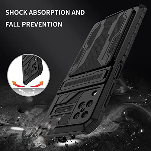 for Samsung Galaxy A12 Wallet Case with Card Holder, Black | Detachable Card Holder, Built-in Kickstand, with Screen Protectors, Military Grade, Full Body Shockproof - size: for Galaxy A12 - 6.5''