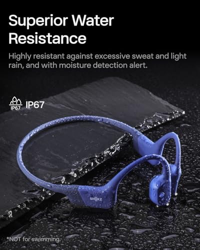 SHOKZ OpenRun Bone Conduction Bluetooth Headphones, Blue, USB-C Charging - color: Blue, size: Standard Size+USB-C Charging