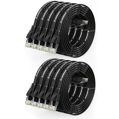 CableGeeker Cat 6 Flat Ethernet Cable 3ft 10Pack, 10Gbps, Black - color: Black-Flat, size: 3ft, style: 10 Pack