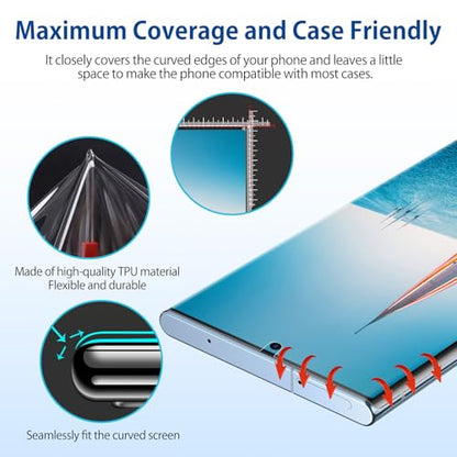 for Samsung Galaxy S23 Ultra Privacy Screen Protector w/Guide, Anti-Spy Flexible TPU Film for S23 Ultra [2 Packs], Support Fingerprint Unlock, Positioning Tool, Full Coverage, Case Friendly, Self-healing - size: Samsung Galaxy S23 Ultra