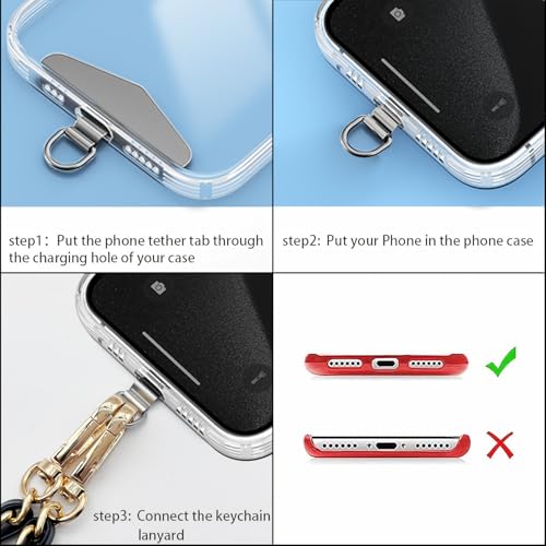 TENOC Universal Metal Phone Wrist Strap/Crossbody Chain - color: C-black