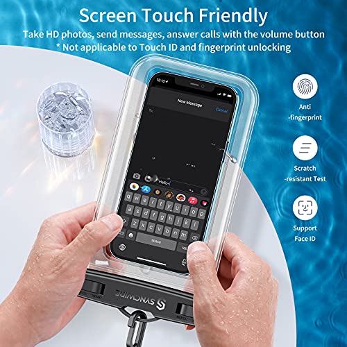 SYNCWIRE Waterproof Smartphone Pouch [Pack of 2], IPX8 Touch Sensitive Waterproof Bag for Phone iPhone 13 Pro Max, 12, 11 Pro, XS Max, XR, XS, X,7 8, Samsung S21/S20/S10, Huawei P30 Pro - 7 Inch - color: Transparent + Black