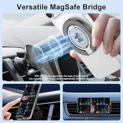 Magnetic Phone Ring Holder for MagSafe, 360° Rotation Cell Phone Grip Stand - color: gray