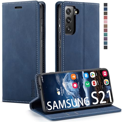 japezop Samsung Galaxy S21 5G Wallet Case with [RFID Blocking],Card Holder Kickstand Magnetic,Leather Flip Case Wallet for Samsung Galaxy S21 5G 6.2 Inch(Blue) - color: Blue, size: S21 5G 6.2"