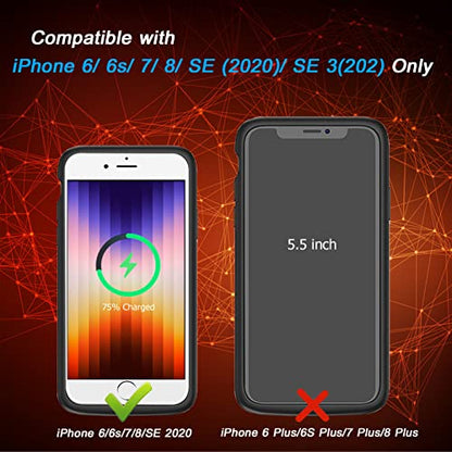 Battery Case for iPhone 7/8/6s/6/SE 2020/SE 3, [10000mAh] Rechargeable Smart Extended Charging Case Compatible with iPhone SE 3/6/6s/7/8/SE 2020 (4.7 inch) Backup Power Battery Pack Charger Case-Black - size: iPhone 7/8/6/6s/SE2/SE3