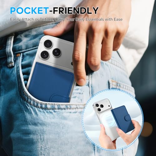 SHIELDON Genuine Leather for Magsafe Wallet, Nappa Royal Blue - color: Royal Blue