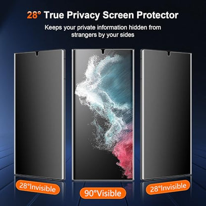 [2 Pack] Anti Glare Matte Privacy TPU Screen Protector for Samsung Galaxy S22 Ultra (Not Glass), Fingerprint Sensor Compatible, Full Adhesive Flexible Film, Easy Installation